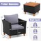 3-Piece Furniture Set with Rattan Single Sofa Acacia Wood Coffee Table Including Cushions for Outdoor and Indoor Use